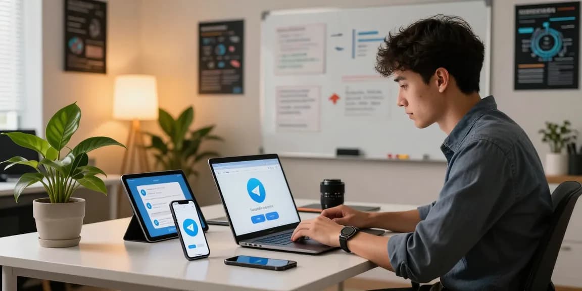 Using Telegram Download on multiple devices in a modern tech workspace
