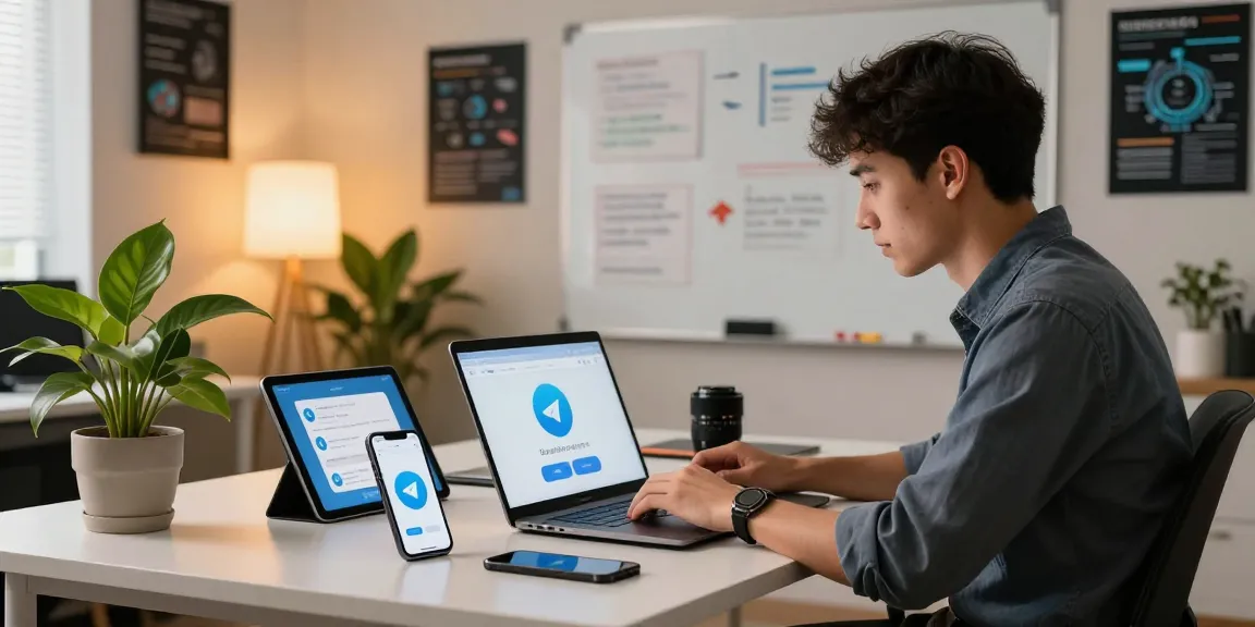 Using Telegram Download on multiple devices in a modern tech workspace